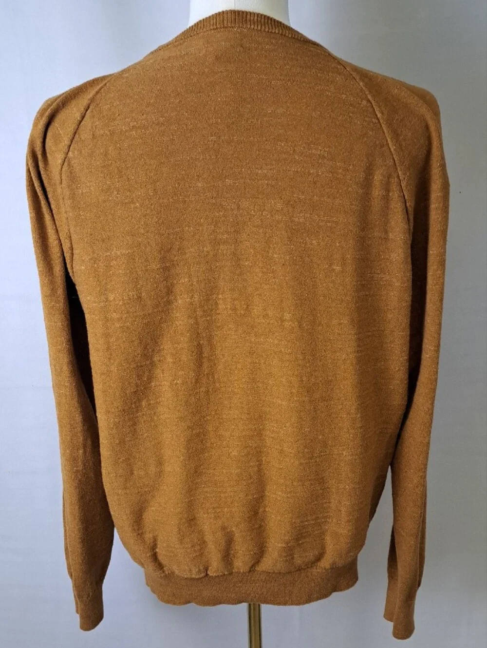 J.Crew Men's Caramel Brown 100% Cotton Raglan Crewneck Sweater Earthy Preppy L